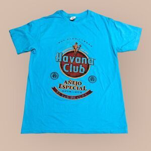 Vtg Havana Club El Ron De Cuba Añejo Especial Rhum-Rum Souvenir Tee Blue Sz Med